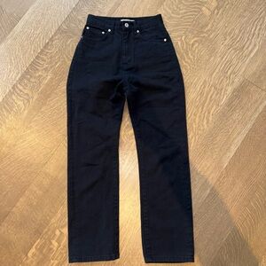 Nothing Written (Korean Brand) Women's High Waisted Black Straight Leg Denim (S)